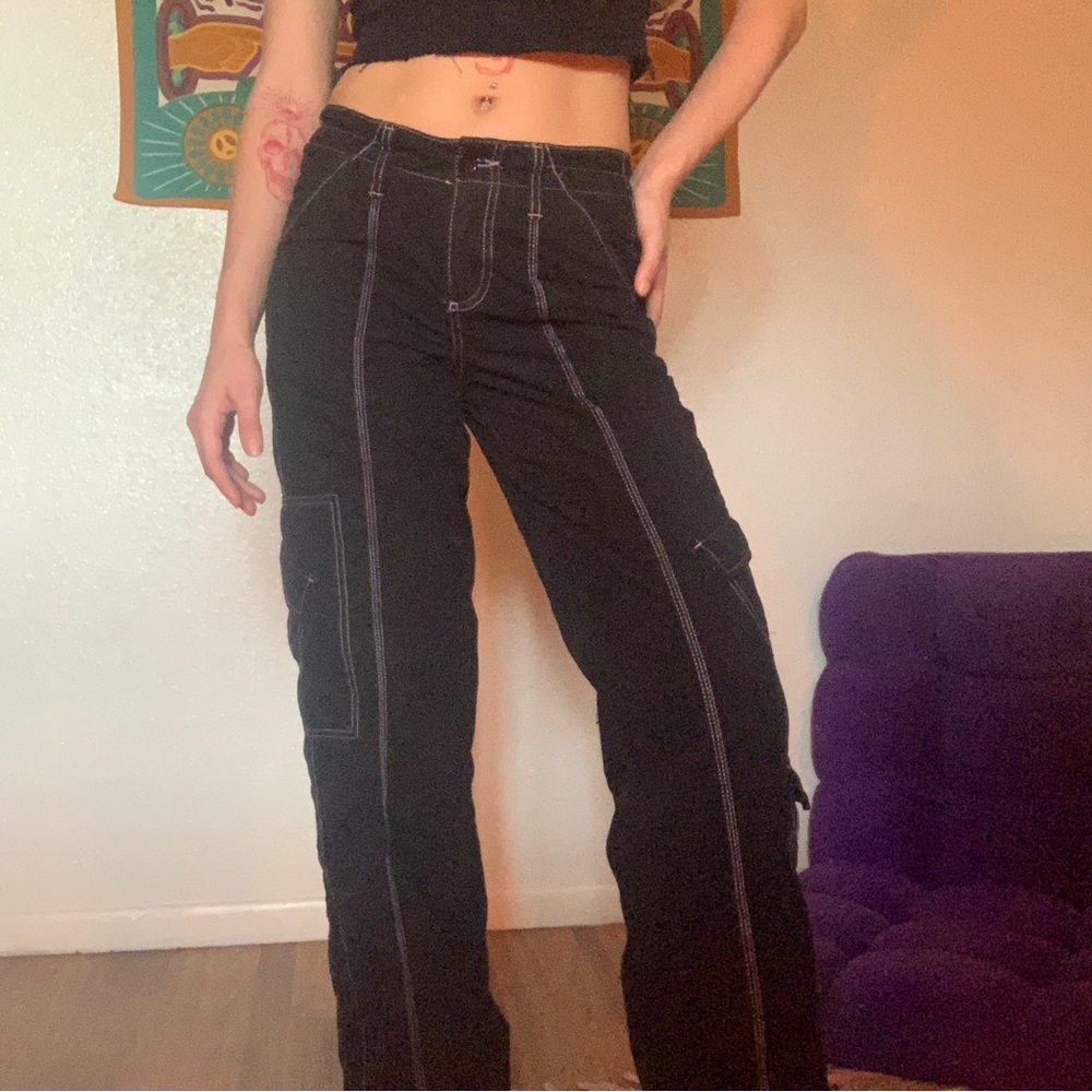 Urban Outfitters Low Rise Black Y2K Cargo Pants